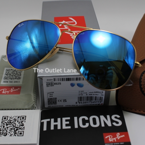 Model Display RayBan Aviator Blue Mirror RB3025 Reflective - Picture 3 of 16